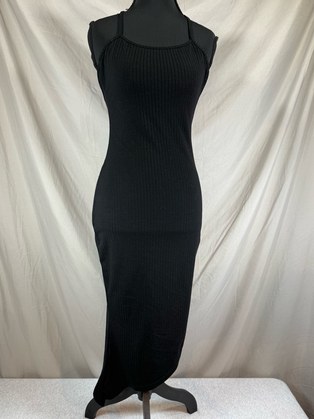 Princess Polly Black Ribbed‎ Knit Midi Dress - Size 0